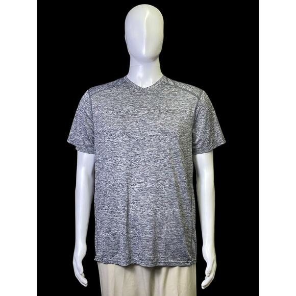 Russell Dri-Power 360 Gray V-Neck Short Sleeve Athletic Shirt Men's Size Large - Picture 1 of 9